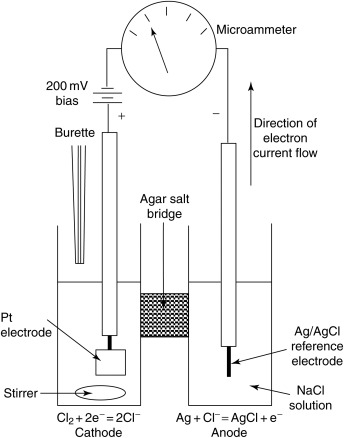 A diagram that illustrates how the amperometric process works.